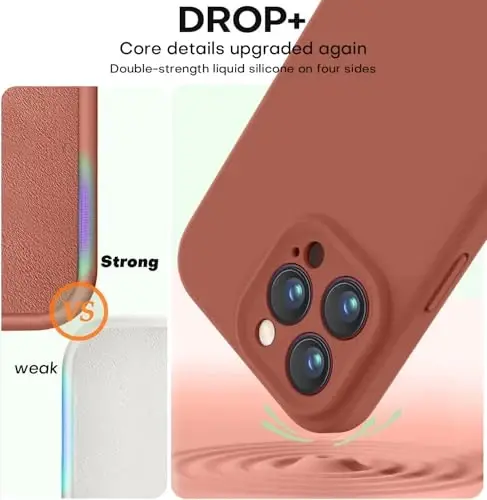 Vooii Compatible with iPhone 16 Pro Case, Liquid Silicone Upgrade [Camera Protection] [Soft Anti-Scratch Microfiber Lining] Shockproof Phone Case for iPhone 16 Pro 6.3 inch - Caramel - 4