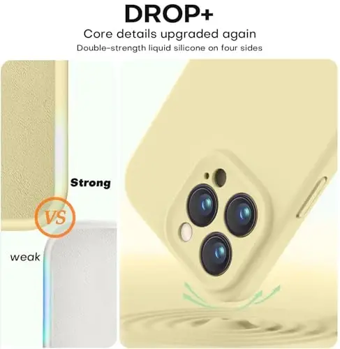 Vooii Compatible with iPhone 16 Pro Case, Liquid Silicone Upgrade [Camera Protection] [Soft Anti-Scratch Microfiber Lining] Shockproof Phone Case for iPhone 16 Pro 6.3 inch - Creamy Yellow - 4
