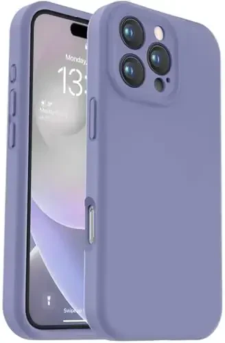 Vooii Compatible with iPhone 16 Pro Case, Liquid Silicone Upgrade [Camera Protection] [Soft Anti-Scratch Microfiber Lining] Shockproof Phone Case for iPhone 16 Pro 6.3 inch - Lavender Grey 