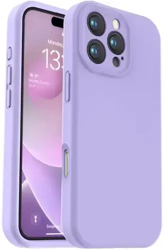 Vooii Compatible with iPhone 16 Pro Case, Liquid Silicone Upgrade [Camera Protection] [Soft Anti-Scratch Microfiber Lining] Shockproof Phone Case for iPhone 16 Pro 6.3 inch - Light Purple - VOOII