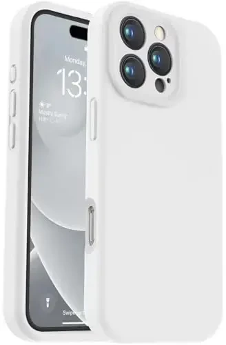 Vooii Compatible with iPhone 16 Pro Case, Liquid Silicone Upgrade [Camera Protection] [Soft Anti-Scratch Microfiber Lining] Shockproof Phone Case for iPhone 16 Pro 6.3 inch - White - VOOII