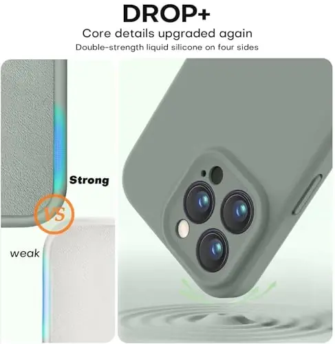 Vooii Compatible with iPhone 16 Pro Max Case, Liquid Silicone Upgrade [Camera Protection] [Soft Anti-Scratch Microfiber Lining] Shockproof Phone Case for iPhone 16 Pro Max 6.9 inch - Calke Green - 4