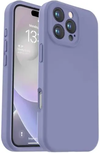 Vooii Compatible with iPhone 16 Pro Max Case, Liquid Silicone Upgrade [Camera Protection] [Soft Anti-Scratch Microfiber Lining] Shockproof Phone Case for iPhone 16 Pro Max 6.9 inch - Lavender Grey - VOOII