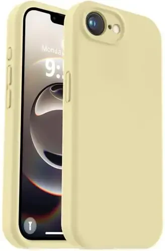 Vooii Compatible with iPhone 16e Case, Liquid Silicone Upgrade [Camera Protection] [Soft Anti-Scratch Microfiber Lining] Shockproof Phone Case for iPhone 16e 6.1 inch - Creamy Yellow - 1