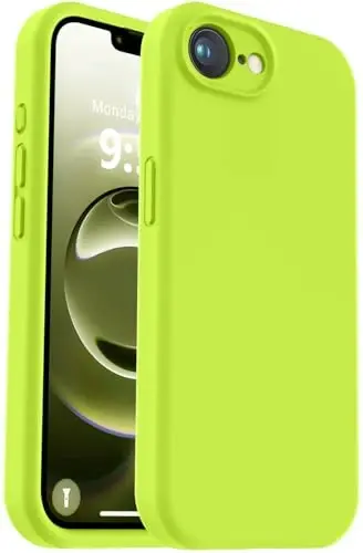 Vooii Compatible with iPhone 16e Case, Liquid Silicone Upgrade [Camera Protection] [Soft Anti-Scratch Microfiber Lining] Shockproof Phone Case for iPhone 16e 6.1 inch - Fluorescent Green 