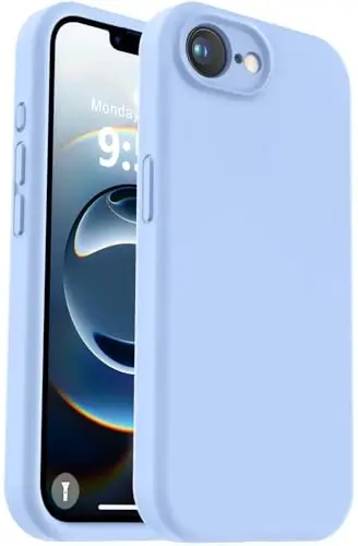 Vooii Compatible with iPhone 16e Case, Liquid Silicone Upgrade [Camera Protection] [Soft Anti-Scratch Microfiber Lining] Shockproof Phone Case for iPhone 16e 6.1 inch - Light Blue - 1