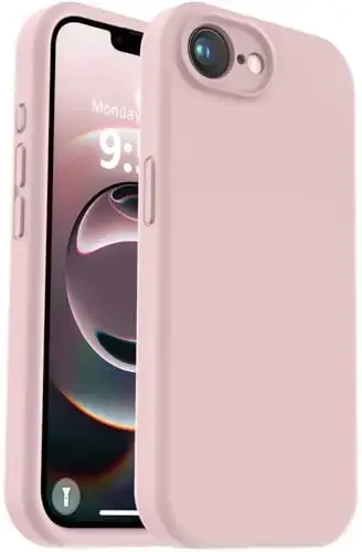Vooii Compatible with iPhone 16e Case, Liquid Silicone Upgrade [Camera Protection] [Soft Anti-Scratch Microfiber Lining] Shockproof Phone Case for iPhone 16e 6.1 inch - Pink Sand - 1
