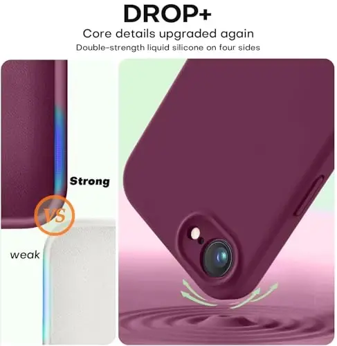 Vooii Compatible with iPhone 17e Case and for iPhone 16e Case, Liquid Silicone Upgrade [Camera Protection] [Soft Anti-Scratch Microfiber Lining] Shockproof Phone Case for iPhone 17e/16e 6.1