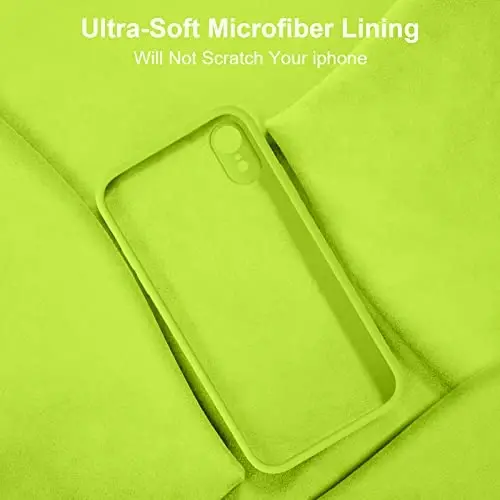 Vooii Compatible with iPhone XR Case, Upgraded Liquid Silicone with [Flat Edges] [Camera Protection] [Soft Anti-Scratch Microfiber Lining] Phone Case for iPhone 10 XR 6.1 inch - Fluorescent Green 