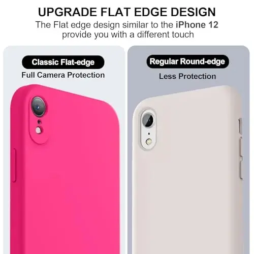 Vooii Compatible with iPhone XR Case, Upgraded Liquid Silicone with [Flat Edges] [Camera Protection] [Soft Anti-Scratch Microfiber Lining] Phone Case for iPhone 10 XR 6.1 inch - Hot Pink - 3