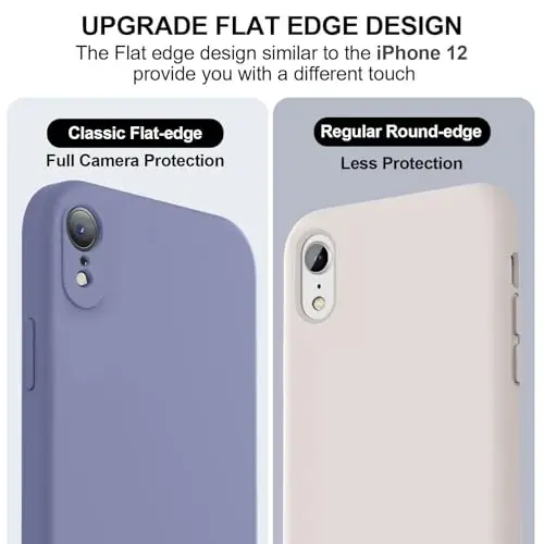 Vooii Compatible with iPhone XR Case, Upgraded Liquid Silicone with [Flat Edges] [Camera Protection] [Soft Anti-Scratch Microfiber Lining] Phone Case for iPhone 10 XR 6.1 inch - Lavender Grey - 3