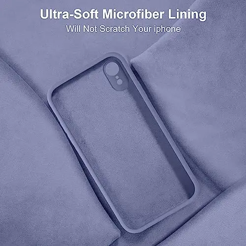 Vooii Compatible with iPhone XR Case, Upgraded Liquid Silicone with [Flat Edges] [Camera Protection] [Soft Anti-Scratch Microfiber Lining] Phone Case for iPhone 10 XR 6.1 inch - Lavender Grey - 1
