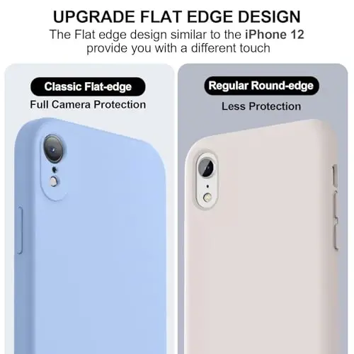 Vooii Compatible with iPhone XR Case, Upgraded Liquid Silicone with [Flat Edges] [Camera Protection] [Soft Anti-Scratch Microfiber Lining] Phone Case for iPhone 10 XR 6.1 inch - Light Blue - 3