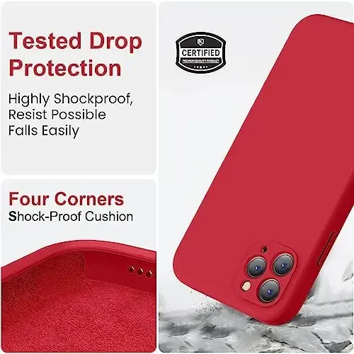 Vooii Compatible with iPhone XR Case, Upgraded Liquid Silicone with [Flat Edges] [Camera Protection] [Soft Anti-Scratch Microfiber Lining] Phone Case for iPhone 10 XR 6.1 inch - Red - 5