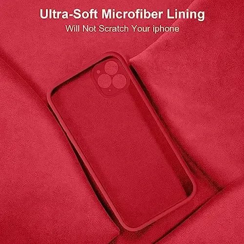 Vooii Compatible with iPhone XR Case, Upgraded Liquid Silicone with [Flat Edges] [Camera Protection] [Soft Anti-Scratch Microfiber Lining] Phone Case for iPhone 10 XR 6.1 inch - Red - 6