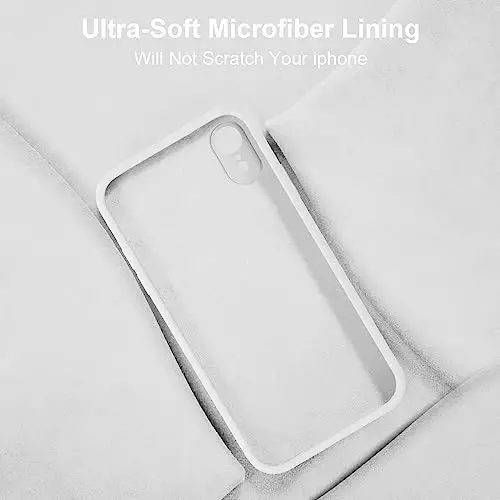 Vooii Compatible with iPhone XR Case, Upgraded Liquid Silicone with [Flat Edges] [Camera Protection] [Soft Anti-Scratch Microfiber Lining] Phone Case for iPhone 10 XR 6.1 inch - White - 6