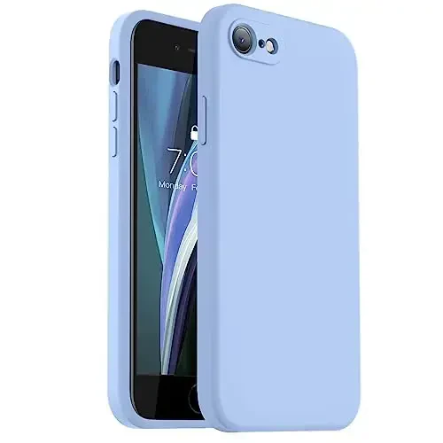 Vooii для iPhone SE 2022/3rd/2020, iPhone 8/7 Case, улучшенный жидкий силикон с [плоскими краями] [защитой камеры] [мягкой подкладкой из микрофибры, устойчивой к царапинам] Чехол для iPhone SE - Light Blue - VOOII