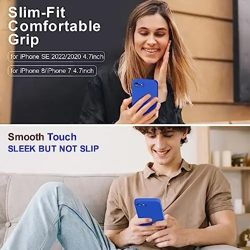 Vooii для iPhone SE Case 2022/3rd/2020,iPhone 8/7 Case, Upgraded Liquid Silicone with [Flat Edges] [Camera Protection] [Soft Anti-Scratch Microfiber Lining] Phone Case for iPhone SE - Klein Blue - VOOII (1)