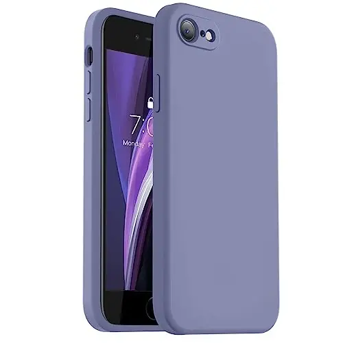 Vooii for iPhone SE Case 2022/3rd/2020,iPhone 8/7 Case, Upgraded Liquid Silicone with [Flat Edges] [Camera Protection] [Soft Anti-Scratch Microfiber Lining] Phone Case for iPhone SE - Lavender Grey 