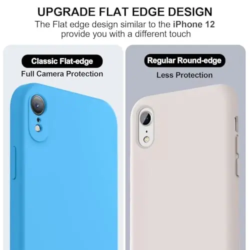 Vooii for iPhone SE Case 2022/3rd/2020,iPhone 8/7 Case, Upgraded Liquid Silicone with [Flat Edges] [Camera Protection] [Soft Anti-Scratch Microfiber Lining] Phone Case for iPhone SE - Blue - 3