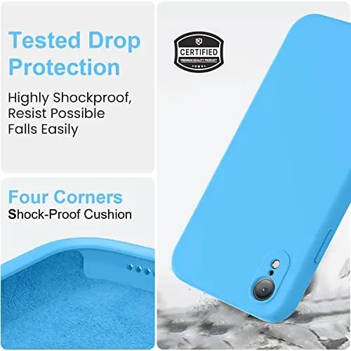 Vooii for iPhone SE Case 2022/3rd/2020,iPhone 8/7 Case, Upgraded Liquid Silicone with [Flat Edges] [Camera Protection] [Soft Anti-Scratch Microfiber Lining] Phone Case for iPhone SE - Blue - 5