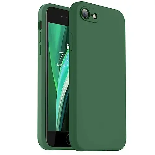 Vooii for iPhone SE Case 2022/3rd/2020,iPhone 8/7 Case, Upgraded Liquid Silicone with [Flat Edges] [Camera Protection] [Soft Anti-Scratch Microfiber Lining] Phone Case for iPhone SE - Green - VOOII