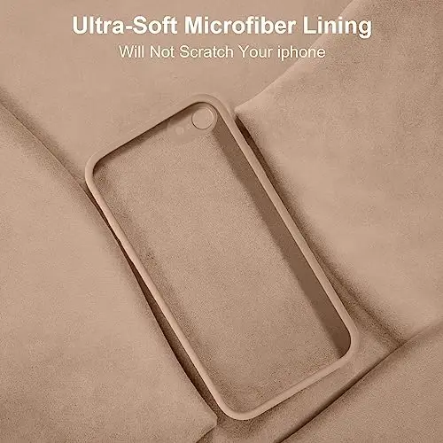 Vooii for iPhone SE Case 2022/3rd/2020,iPhone 8/7 Case, Upgraded Liquid Silicone with [Flat Edges] [Camera Protection] [Soft Anti-Scratch Microfiber Lining] Phone Case for iPhone SE - Light Brown - 5