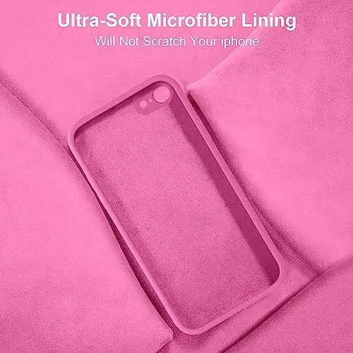 Vooii for iPhone SE Case 2022/3rd/2020,iPhone 8/7 Case, Upgraded Liquid Silicone with [Flat Edges] [Camera Protection] [Soft Anti-Scratch Microfiber Lining] Phone Case for iPhone SE - Pitaya - 6