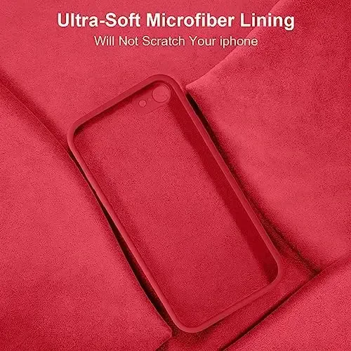 Vooii for iPhone SE Case 2022/3rd/2020,iPhone 8/7 Case, Upgraded Liquid Silicone with [Flat Edges] [Camera Protection] [Soft Anti-Scratch Microfiber Lining] Phone Case for iPhone SE - Red - 6