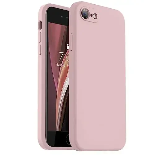 Vooii for iPhone SE Case 2022/3rd/2020,iPhone 8/7 Case, Upgraded Liquid Silicone with [Flat Edges] [Camera Protection] [Soft Anti-Scratch Microfiber Lining] Phone Case for iPhone SE - Sand Pink - VOOII