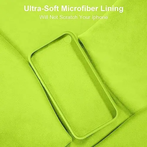 Vooii for iPhone SE Case 2022/3rd/2020,iPhone 8/7 Case, Upgraded Liquid Silicone with [Flat Edges] [Camera Protection] [Soft Anti-Scratch Microfiber Lining] Phone Case for SE 4.7 - Fluorescent Green 
