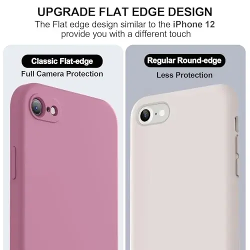 Vooii for iPhone SE Case 2022/3rd/2020,iPhone 8/7 Case, Upgraded Liquid Silicone with [Flat Edges] [Camera Protection] [Soft Anti-Scratch Microfiber Lining] Phone Case for SE 4.7 - Lavender Purple - 3