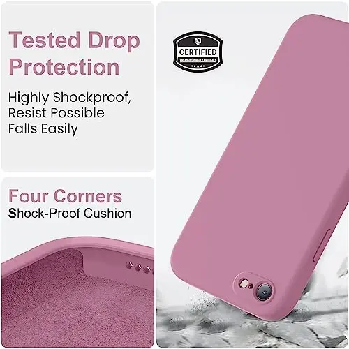 Vooii for iPhone SE Case 2022/3rd/2020,iPhone 8/7 Case, Upgraded Liquid Silicone with [Flat Edges] [Camera Protection] [Soft Anti-Scratch Microfiber Lining] Phone Case for SE 4.7 - Lavender Purple - 5