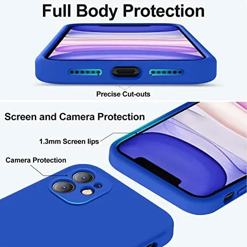Vooii iPhone 11 Case 6.1 dyuym bilan mos keladi, yumshoq suyuq silikon [chizishga qarshi mikrofiber astar] [tekis qirra] [kamera himoyasi] zarbga chidamli telefon qutisi iPhone 11 uchun - Klein Blue - 4