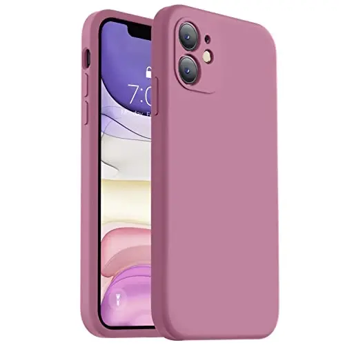 Vooii iPhone 11 g‘ilofi bilan mos keladi, yangilangan suyuq silikon [Yassi qirralar] [Kamera himoyasi] [Yumshoq tirnalishga qarshi mikrofiber astar] iPhone 11 6.1 dyuym uchun telefon g‘ilofi - Lavanda binafsha 