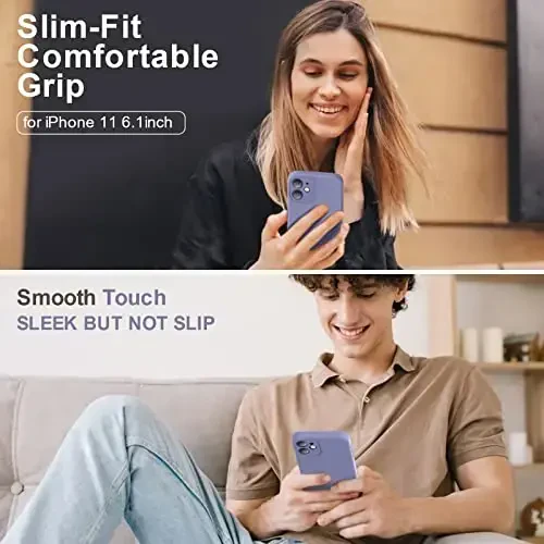 Vooii iPhone 11 g‘ilofi bilan mos keladi, [Yassi qirralar] [Kamera himoyasi] [Yumshoq tirnalishga qarshi mikrofiber astar] bilan takomillashtirilgan suyuq silikon iPhone 11 6.1 dyuym uchun telefon g‘ilofi - Lavanda kulrang - 2