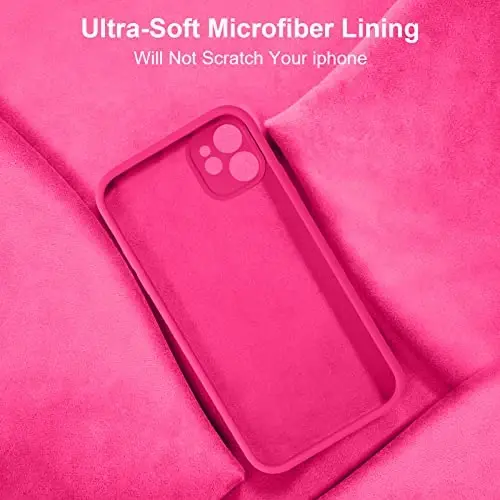 Vooii iPhone 11 g'ilofi bilan mos keladi, [Yassi qirralar] [Kamera himoyasi] [Yumshoq tirnalishga qarshi mikrofiber astar] bilan yangilangan suyuq silikon iPhone 11 6.1 dyuym uchun telefon g'ilofi - Hot Pink - 6