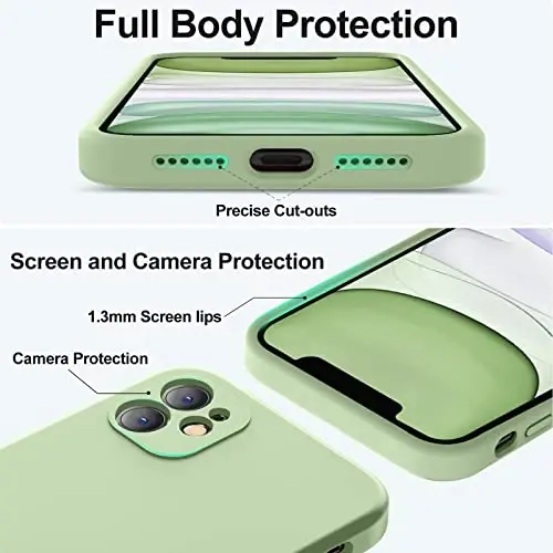 Vooii iPhone 11 g‘ilofi bilan mos keladi, [Yassi qirralar] [Kamera himoyasi] [Yumshoq tirnalishga qarshi mikrofiber astar] bilan yangilangan suyuq silikon iPhone 11 6.1 dyuym uchun telefon g‘ilofi - Matcha - 4