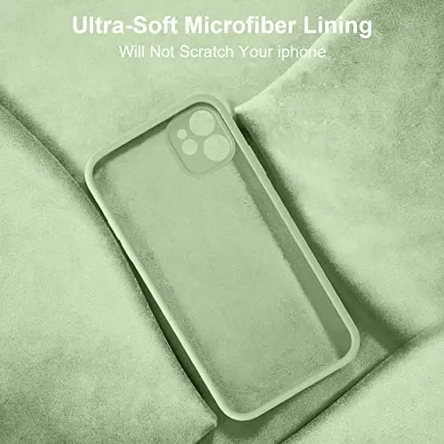 Vooii iPhone 11 g‘ilofi bilan mos keladi, [Yassi qirralar] [Kamera himoyasi] [Yumshoq tirnalishga qarshi mikrofiber astar] bilan yangilangan suyuq silikon iPhone 11 6.1 dyuym uchun telefon g‘ilofi - Matcha - 6