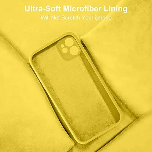Vooii iPhone 11 g‘ilofi bilan mos keladi, [Yassi qirralar] [Kamera himoyasi] [Yumshoq tirnalishga qarshi mikrofiber astar] bilan yangilangan suyuq silikon iPhone 11 6.1 dyuym uchun telefon g‘ilofi - Sariq - 6