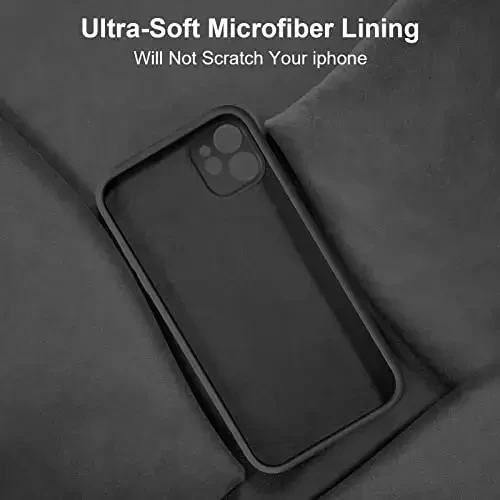 Vooii iPhone 11 g‘ilofi bilan mos, yangilangan suyuq silikon [Yassi qirralar] [Kamera himoyasi] [Yumshoq tirnalishga qarshi mikrofiber astar] iPhone 11 6.1 dyuym uchun telefon g‘ilofi - Qora - 6