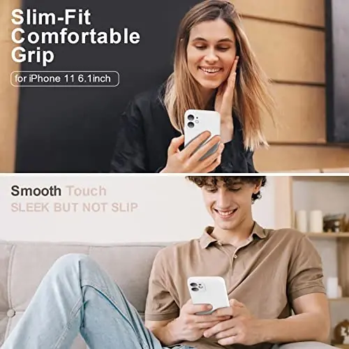 Vooii iPhone 11 g‘ilofi bilan mos, [Yassi qirralar] [Kamera himoyasi] [Yumshoq tirnalishga qarshi mikrofiber astar] bilan yangilangan suyuq silikon, iPhone 11 6.1 dyuym uchun telefon g‘ilofi - Oq - 2