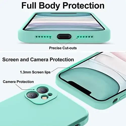 Vooii Compatible with iPhone 11 Case, Upgraded Liquid Silicone with [Flat Edges] [Camera Protection] [Soft Anti-Scratch Microfiber Lining] Phone Case for iPhone 11 6.1 inch - Sea Blue - 4