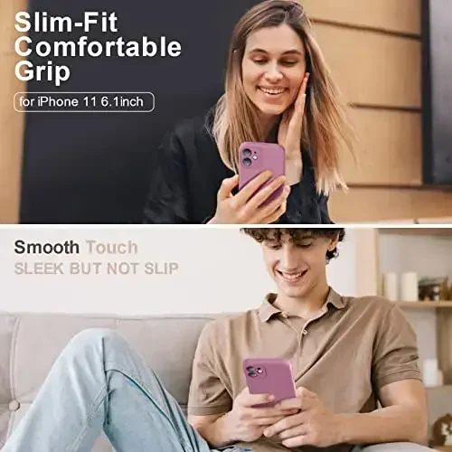 Vooii Compatible with iPhone 11 Case, Upgraded Liquid Silicone with [Flat Edges] [Camera Protection] [Soft Anti-Scratch Microfiber Lining] Phone Case for iPhone 11 6.1 inch - Lavender Purple - VOOII (1)