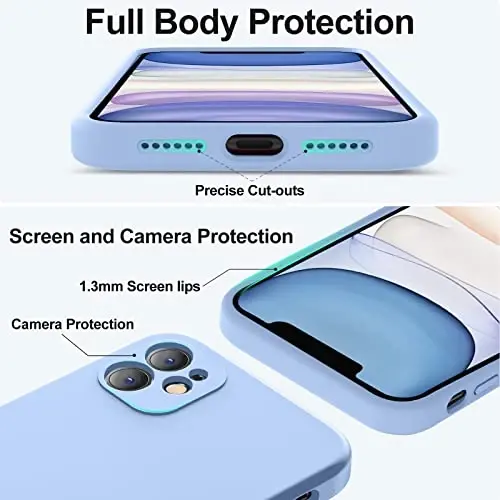 Vooii Compatible with iPhone 11 Case, Upgraded Liquid Silicone with [Flat Edges] [Camera Protection] [Soft Anti-Scratch Microfiber Lining] Phone Case for iPhone 11 6.1 inch - Light Blue - 4