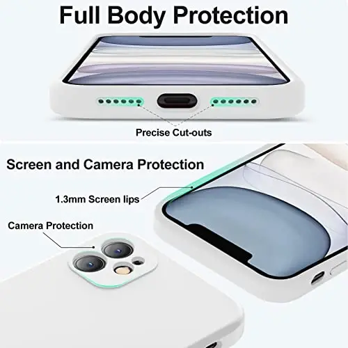 Vooii Compatible with iPhone 11 Case, Upgraded Liquid Silicone with [Flat Edges] [Camera Protection] [Soft Anti-Scratch Microfiber Lining] Phone Case for iPhone 11 6.1 inch - White - 4