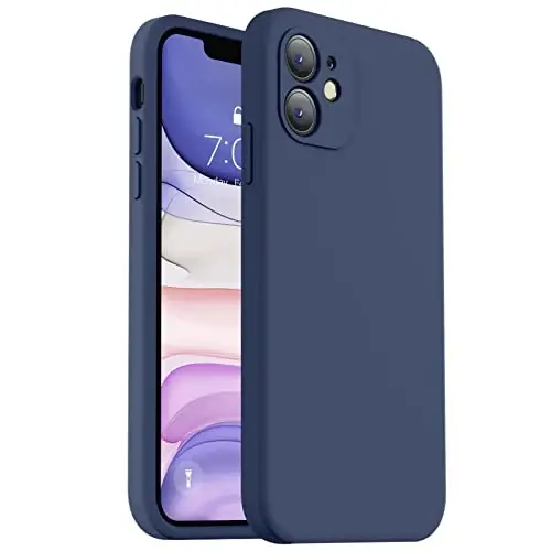 Vooii Compatible with iPhone 11 Case, Upgraded Liquid Silicone with [Flat Edges] [Camera Protection] [Soft Anti-Scratch Microfiber Lining] Phone Case for iPhone 11 6.1 inch - Navy Blue - 1
