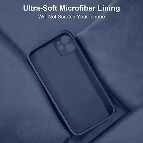 Vooii Compatible with iPhone 11 Case, Upgraded Liquid Silicone with [Flat Edges] [Camera Protection] [Soft Anti-Scratch Microfiber Lining] Phone Case for iPhone 11 6.1 inch - Navy Blue - 6