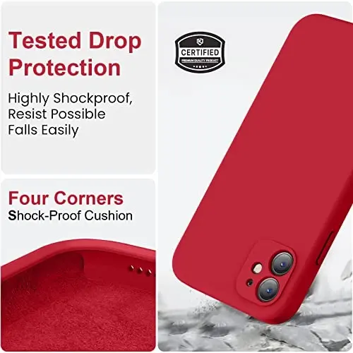 Vooii Compatible with iPhone 11 Case, Upgraded Liquid Silicone with [Flat Edges] [Camera Protection] [Soft Anti-Scratch Microfiber Lining] Phone Case for iPhone 11 6.1 inch - Red - 5