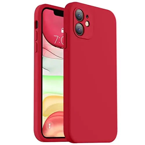 Vooii Compatible with iPhone 11 Case, Upgraded Liquid Silicone with [Flat Edges] [Camera Protection] [Soft Anti-Scratch Microfiber Lining] Phone Case for iPhone 11 6.1 inch - Red - VOOII